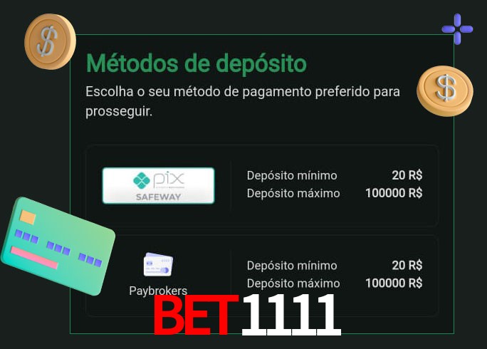 O cassino bet1111 oferece uma grande variedade de métodos de pagamento